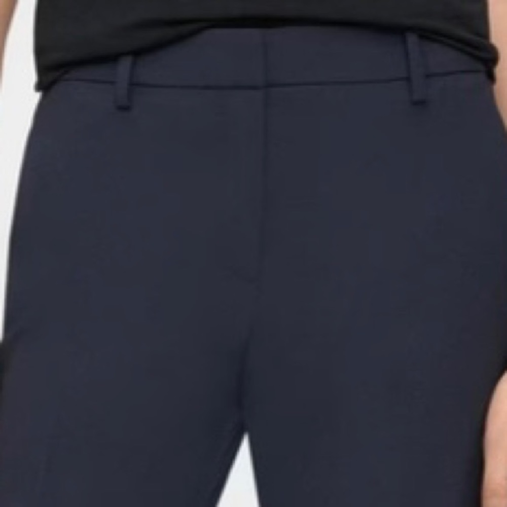 Theory navy blue wool cropped suit pants.
